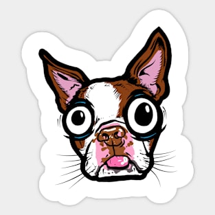 Brown Boston Terrier Sticker